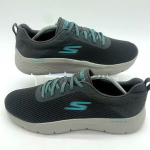 Skechers Go Walk Gray Light Blue Accents No Tie Mens Size 11